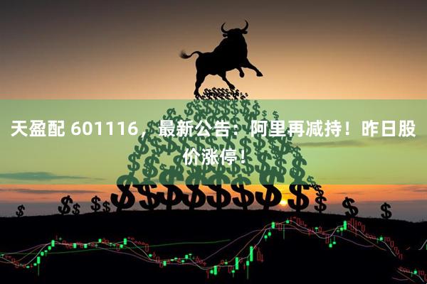 天盈配 601116，最新公告：阿里再减持！昨日股价涨停！