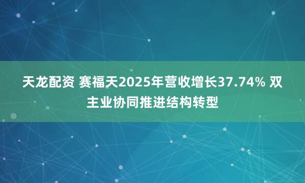 天龙配资 赛福天2025年营收增长37.74% 双主业协同推进结构转型