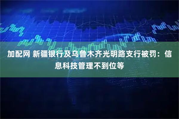 加配网 新疆银行及乌鲁木齐光明路支行被罚：信息科技管理不到位等