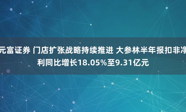 元富证券 门店扩张战略持续推进 大参林半年报扣非净利同比增长18.05%至9.31亿元