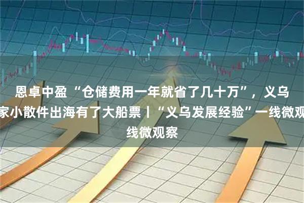 恩卓中盈 “仓储费用一年就省了几十万”，义乌商家小散件出海有了大船票丨“义乌发展经验”一线微观察